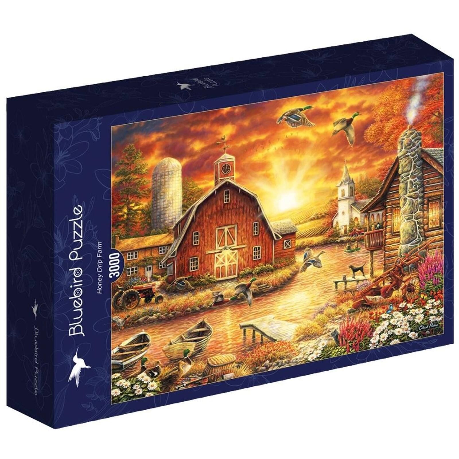 Puzzle 3000 Zachód słónca na wsi, Chuck Plisson pudełko,398x272 mm