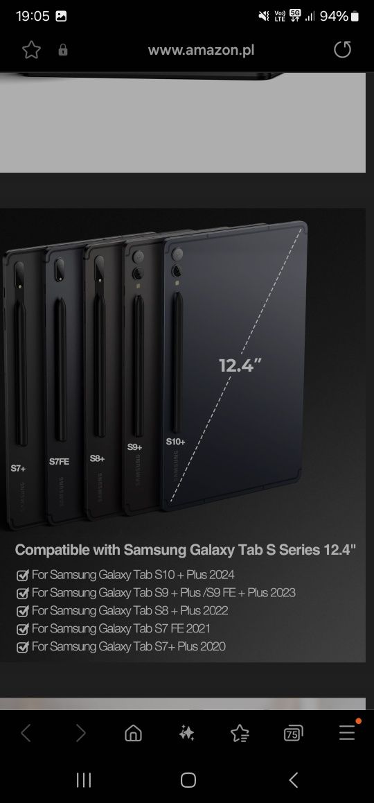 W Dobrej Cenie Etui Dexnor Tablet Samsung Galaxy S10+ S9+ S9FE S8 S7