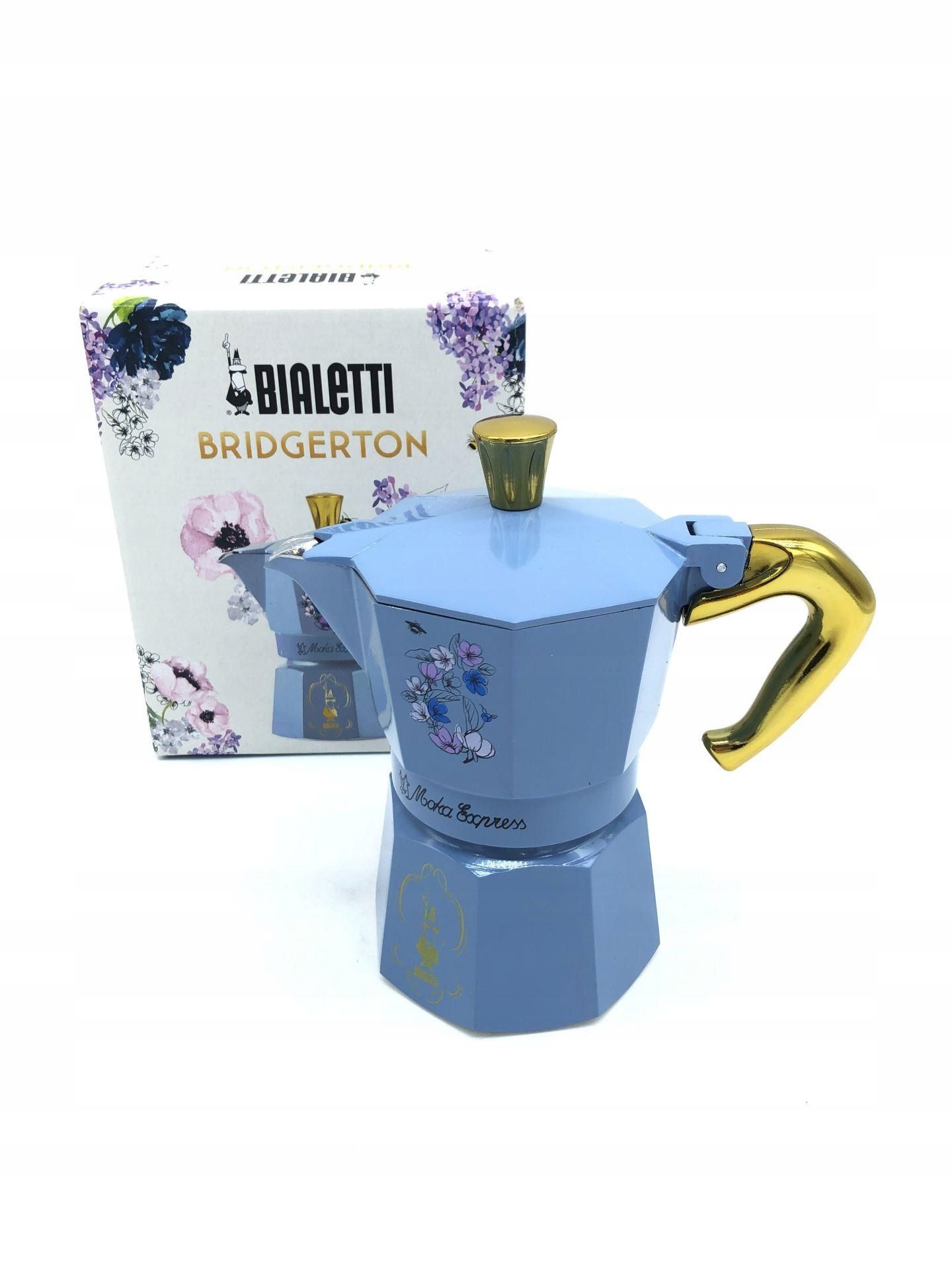 Bialetti Moka Express Bridgerton 3 filiżanki styl Regency i złote