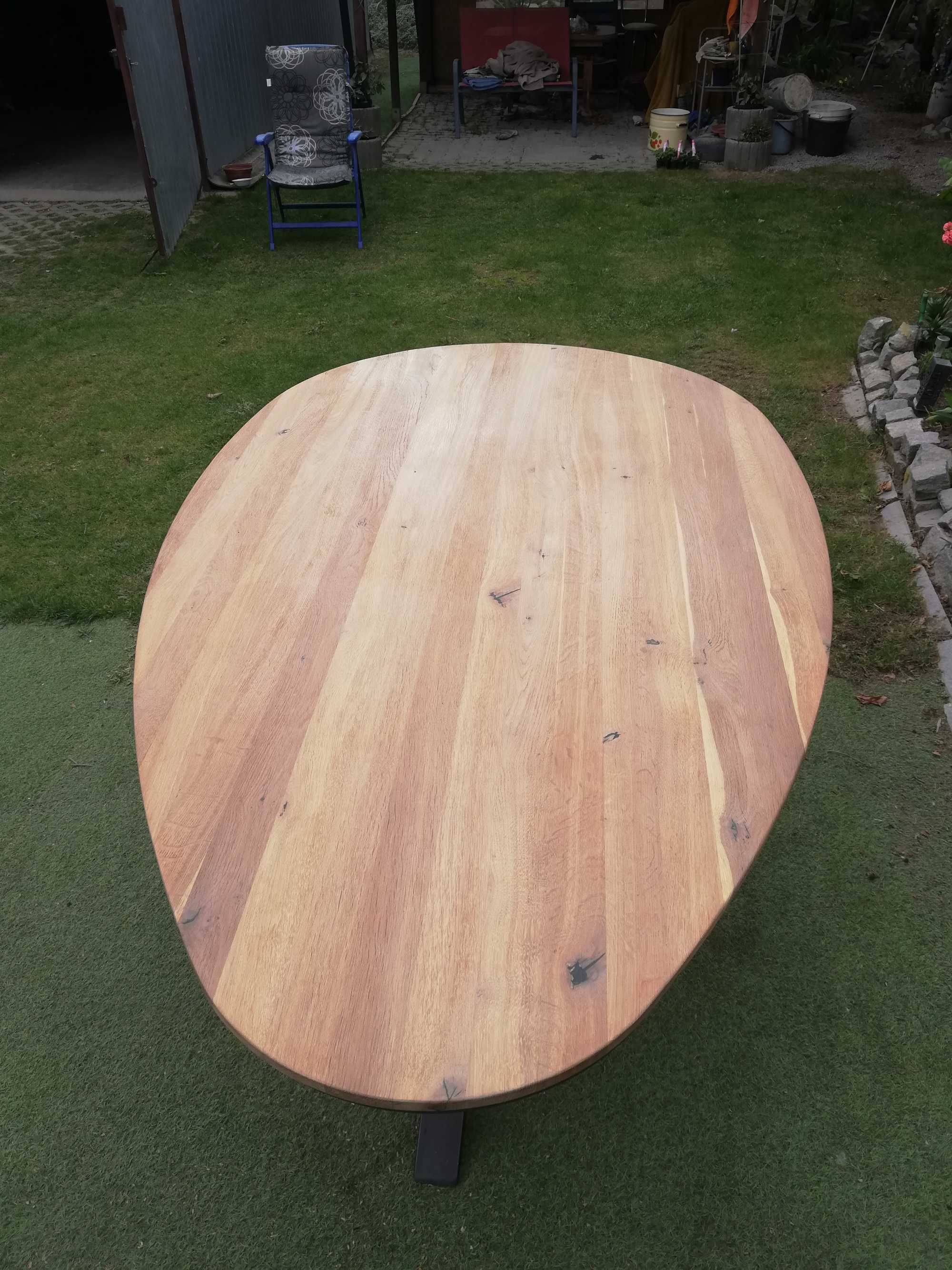 Stół drewniany dębowy owalny 200x120 plus 4 krzesła