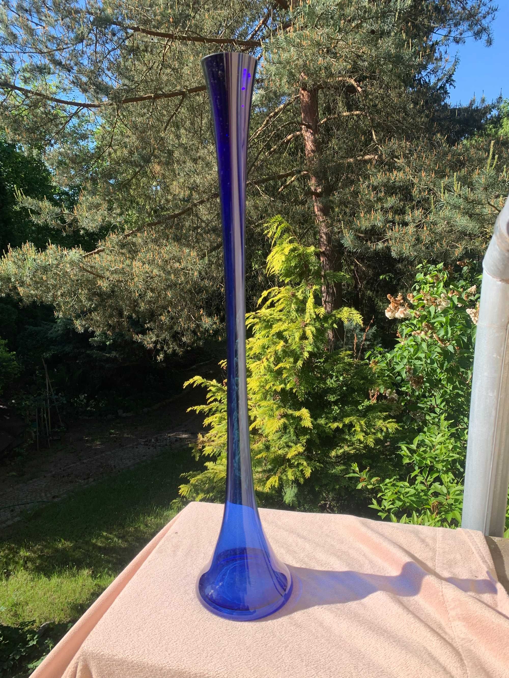 Kobaltowy wazon " rura" 82 cm