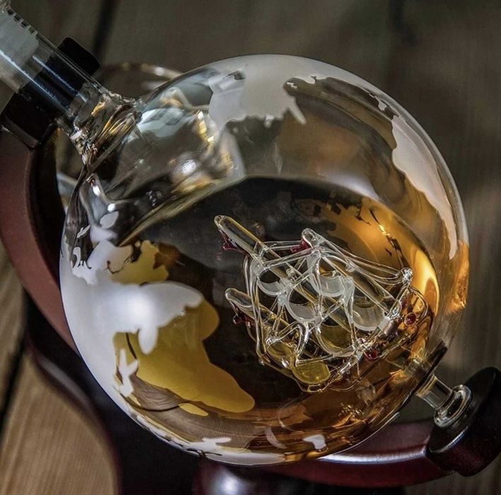 Duża Karafka Do Whisky Globus Nalewki Wody Szklanki Kostki + Gratisy
