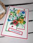 Kartka podziękowanie, quilling, kolorowa z kwiatami polnymi