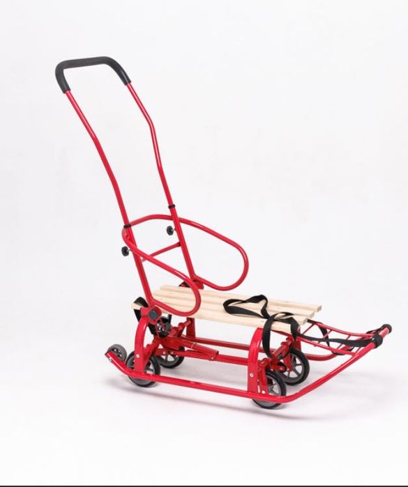 Складні санки на колесах з регульованою батьківською ручкою  «Патріот»