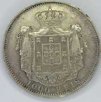 1899 Portugal Silver 1000 Reis Coin Brooch