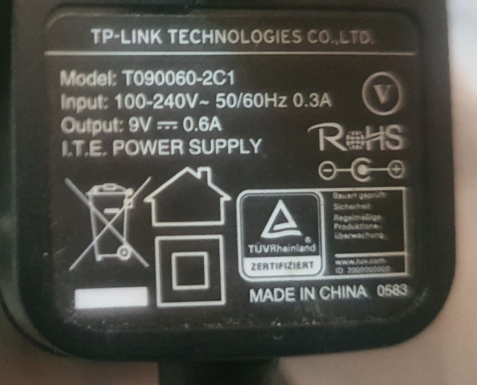 Блок живлення tp-link, 9v - 0,6a