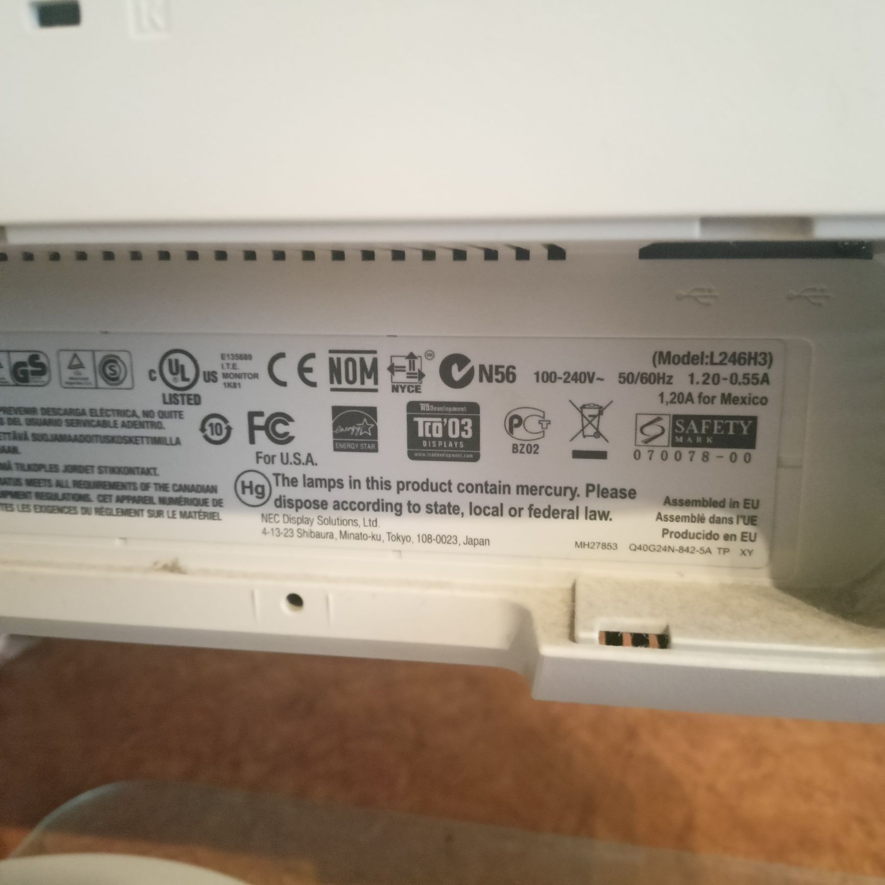 Monitor NEC MultiSync LCD2470WNX  24 cale