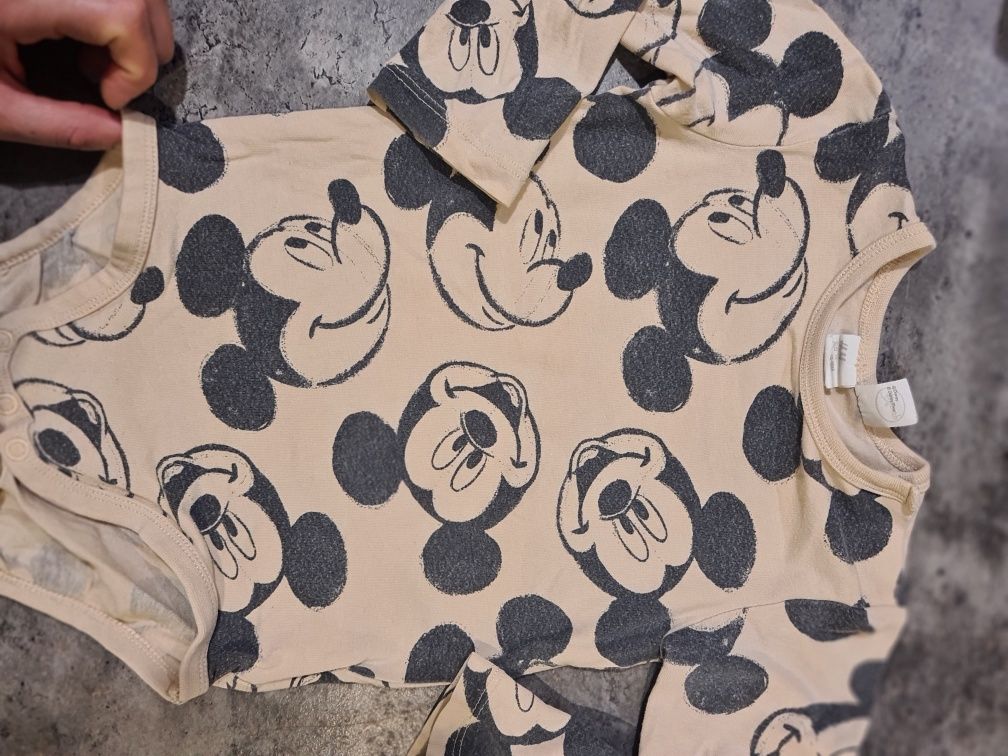 Body bodziaki H&M 86 szare myszka Mickey beż