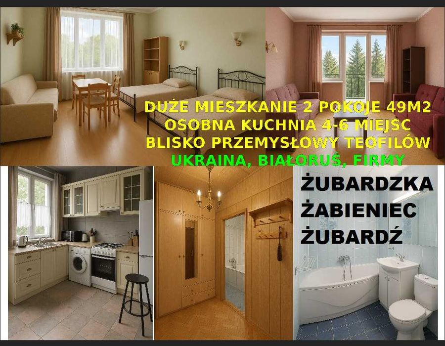 Duże 2pok 50m2 kuchnia. Żubardzka Żabieniec Teofilów SalaKoncert AM UA