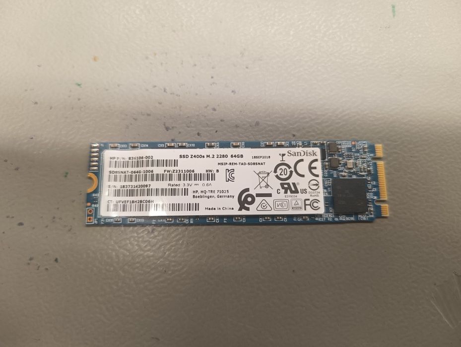 Dysk SSD SanDisk 64 GB, M. 2 SATA, rozmiar 2280