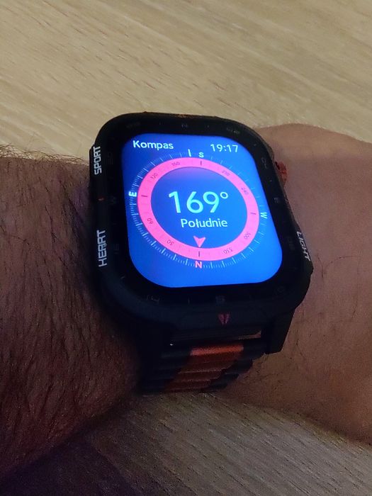 Smartwatch z kompasem 1100mAh na sylikonowym czarnym pasku