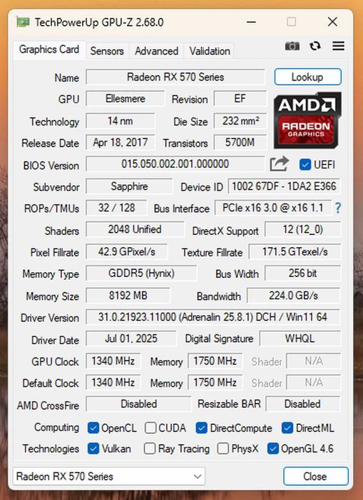 RX 570 8GB Sapphire NITRO+