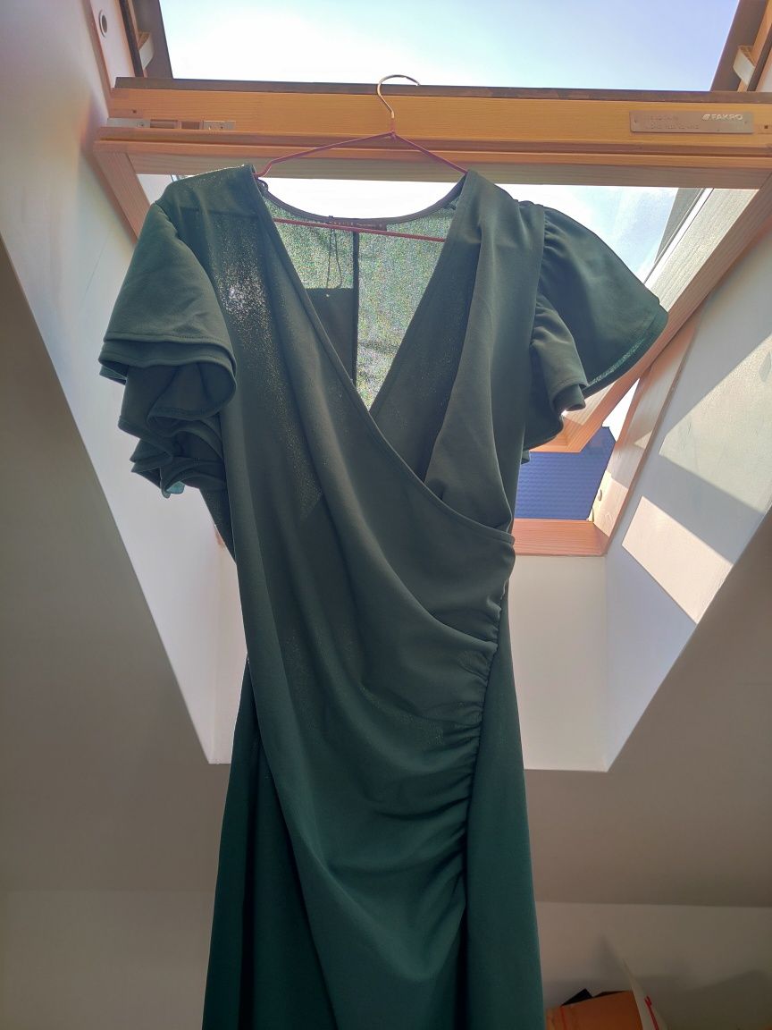 Piękna nowa morska elegancka sukienka midi od Mohito