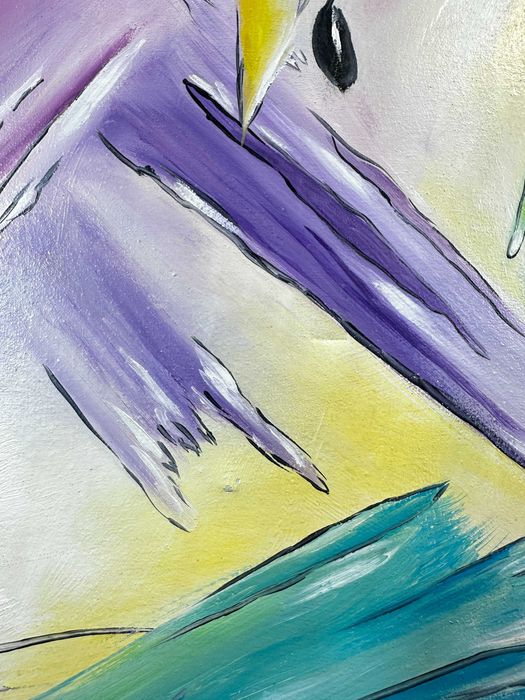 Piękny duży obraz sygnowany abstrakcja ekspresjonizm kubizm M.Troinska