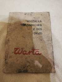 Instrukcja obsługi i katalog części Wiązałka ciągnikowa Z 005 WARTA