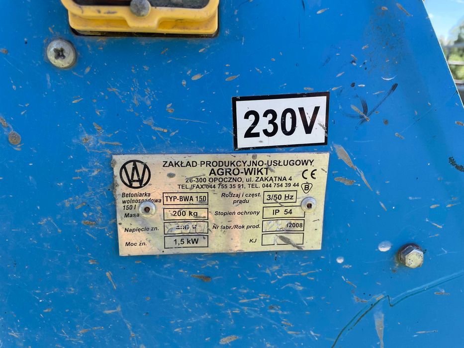 Betoniarka wolnospadowa Agro-Wikt 260L 230V