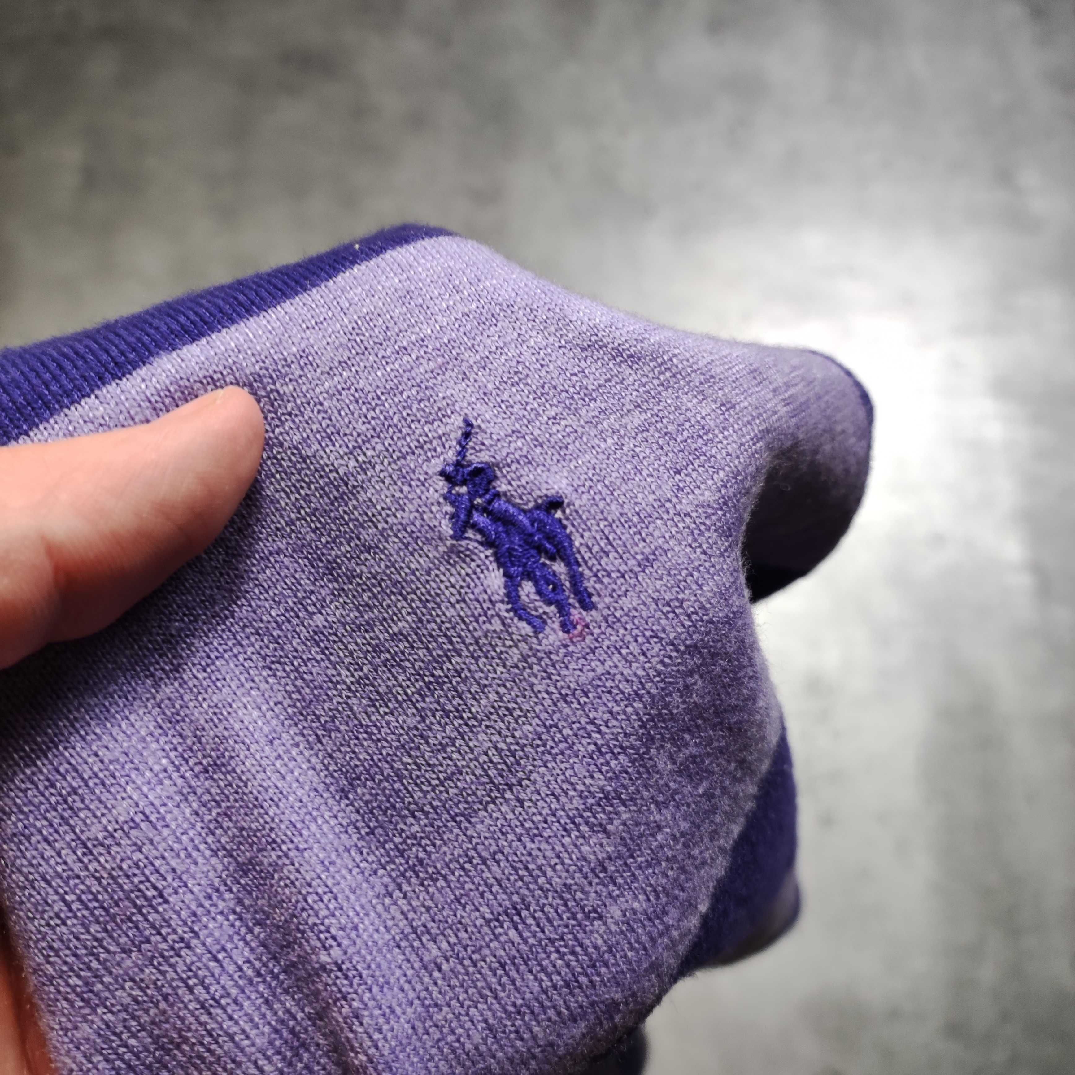 MĘSKA PREMIUM Designer Kamizelka Polo Ralph Lauren Paski Sweter Fiolet