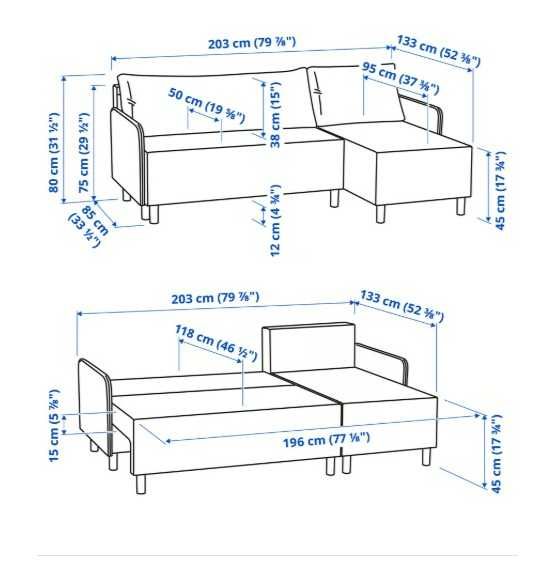 Sofa narożnik 3 osobowa rozkładana szara IKEA NOWA