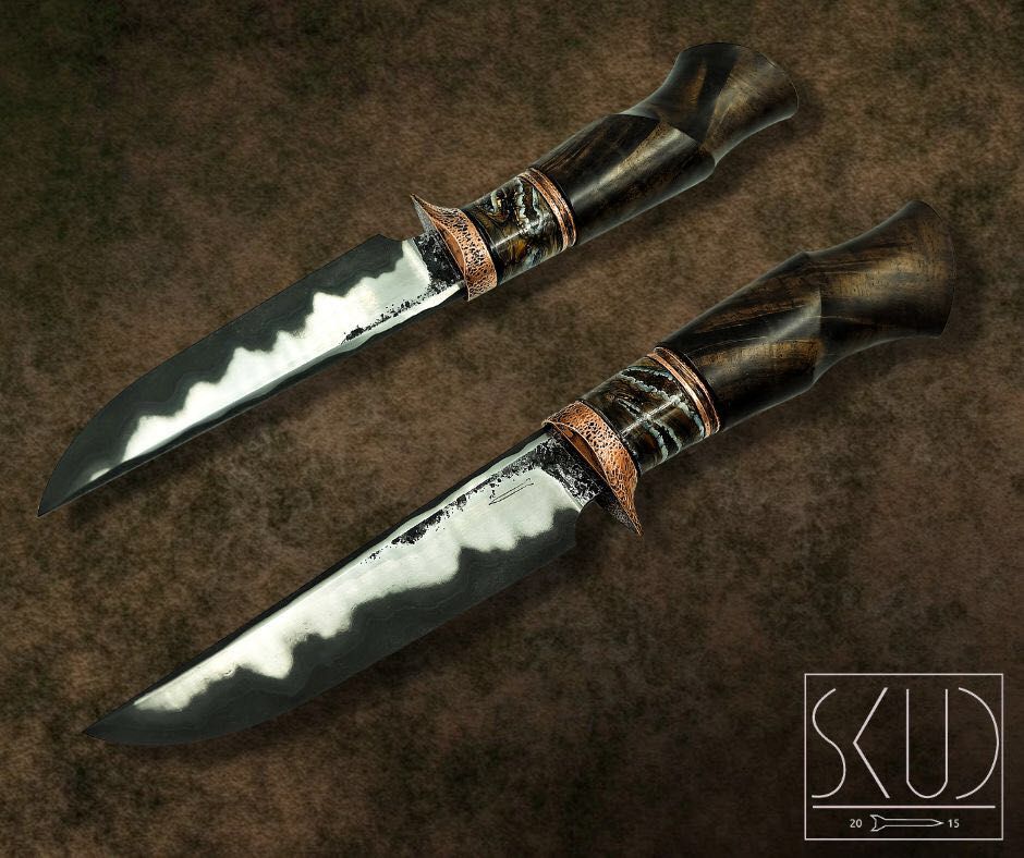 Nóż custom ręcznie robiony handmade myśliwski D2 harcerski SKUD blades