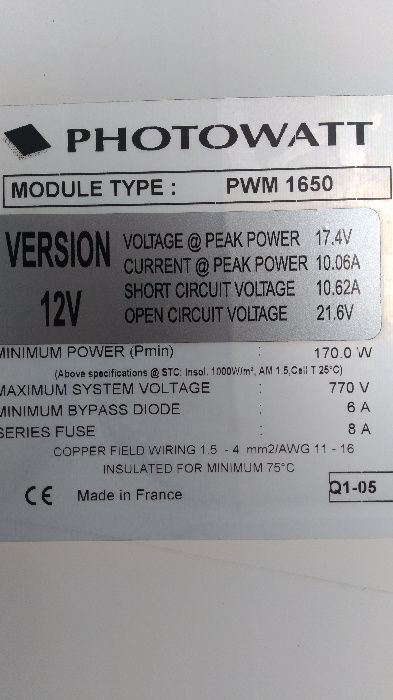 Panel 12V 175W słoneczny solarny solar bateria słoneczna solarna MONO