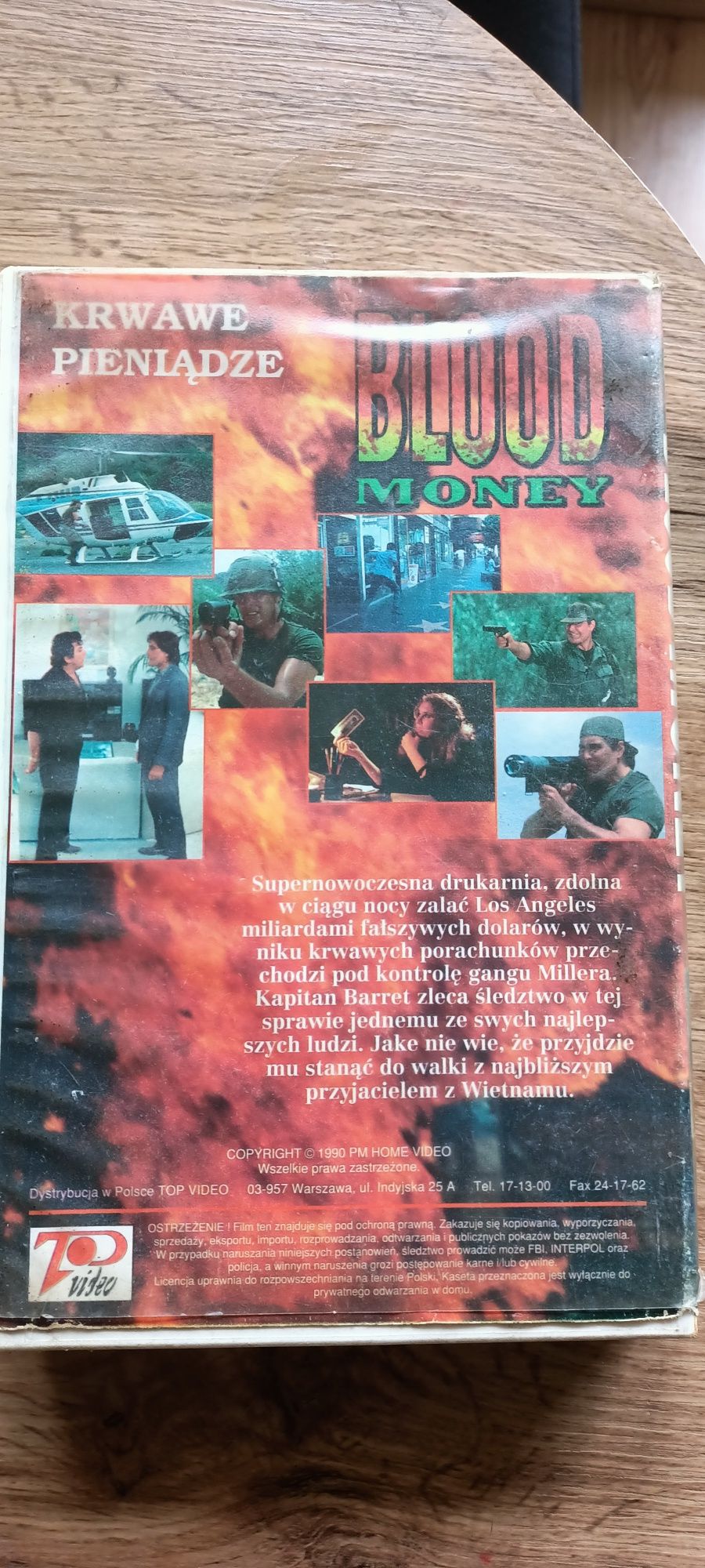 Kaseta VHS z filmem "Blood money" 1990 r.