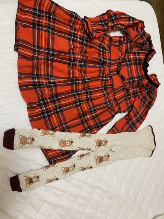 Нарядное платье и колготки Next 2-3 года, новогоднее платье