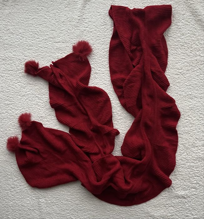 NOWY szal szalik bordo/malina