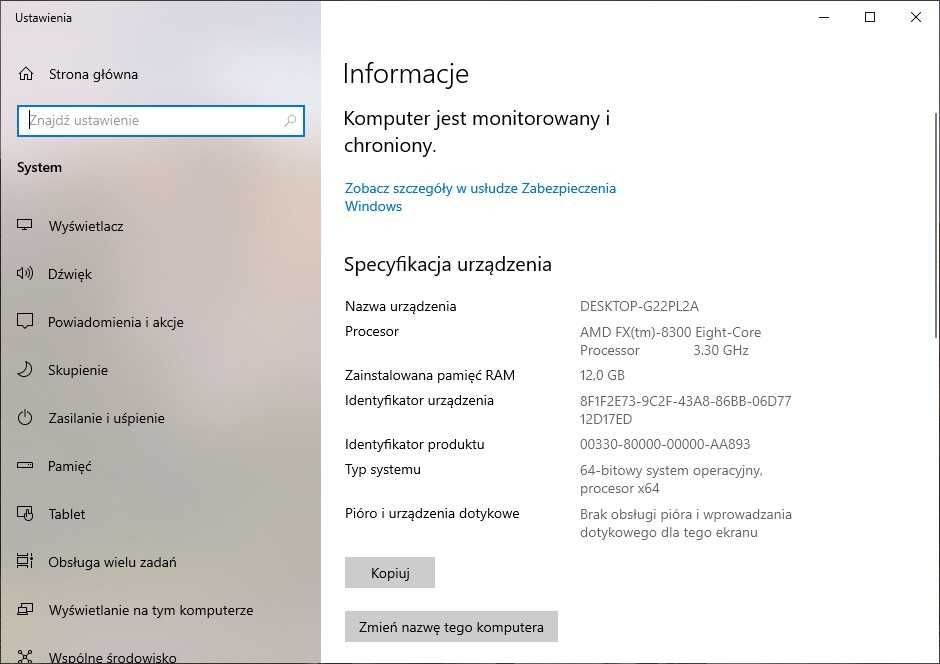 Komputer stacjonarny FX-8300, 12GB RAM, SSD 500GB, GT630