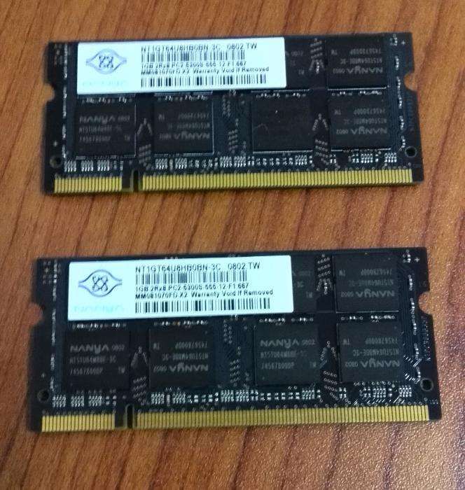 Kit 2GB Par memoria DDR2 ram 2 x 1GB para Portatil