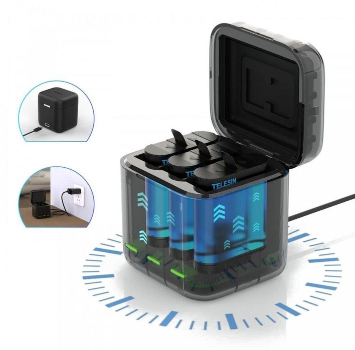 Бокс для екшн камер/Зарядний пристрій Telesin для GoPro 9/10/11/12