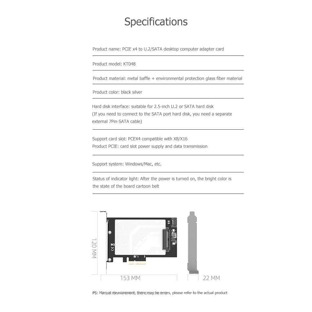 Adaptador PCIE X4 para U.2/SATA