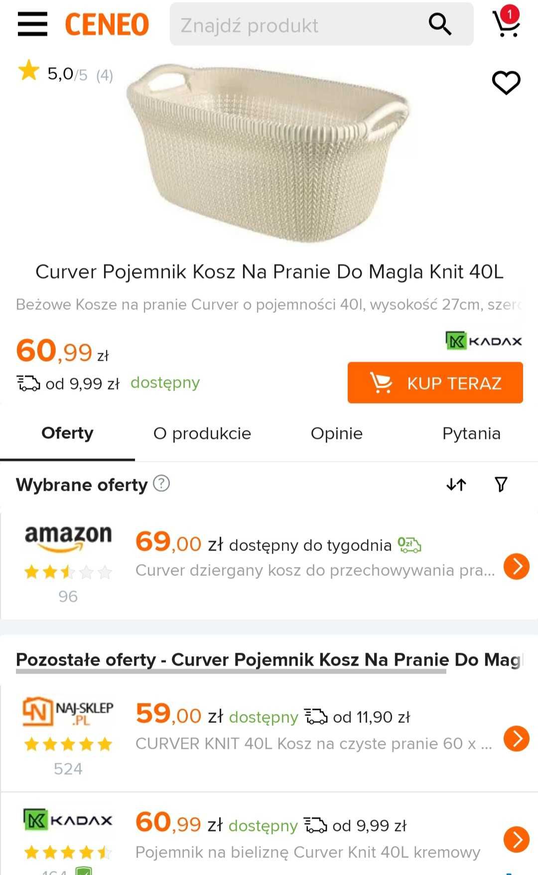 Kosz na pranie Curver KNIT 40l