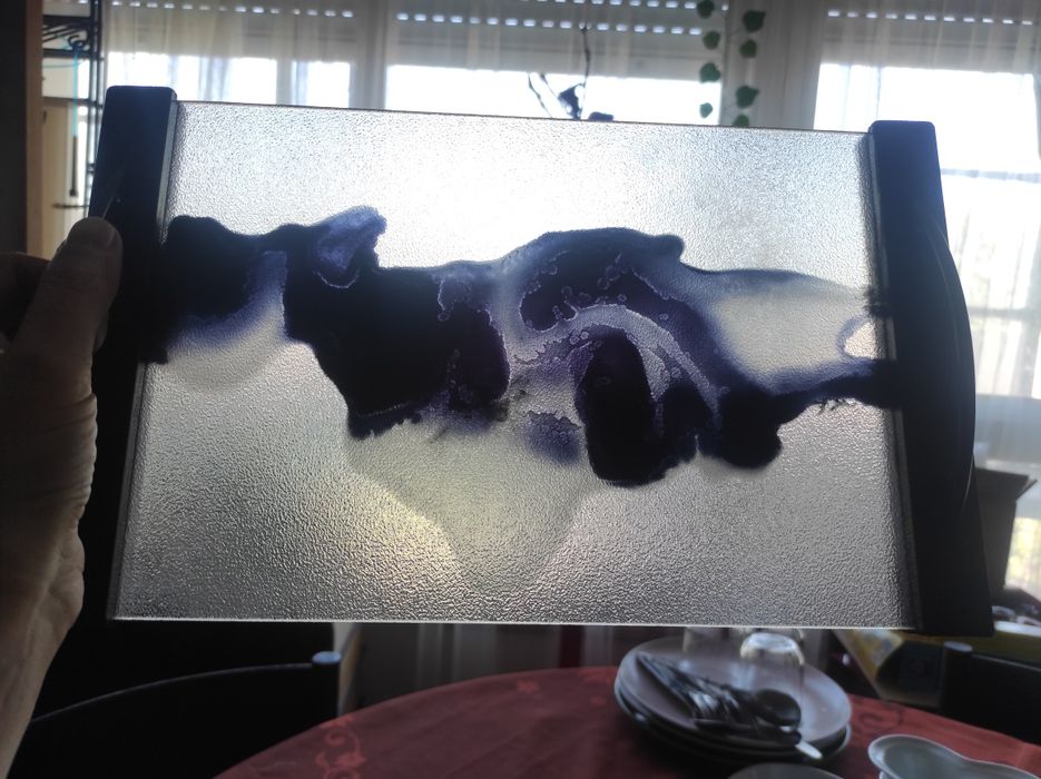 Tabuleiro pintado à mão de vidro