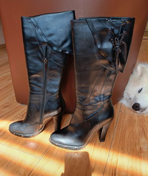 Kozaki skórzane na obcasie Kazar 36