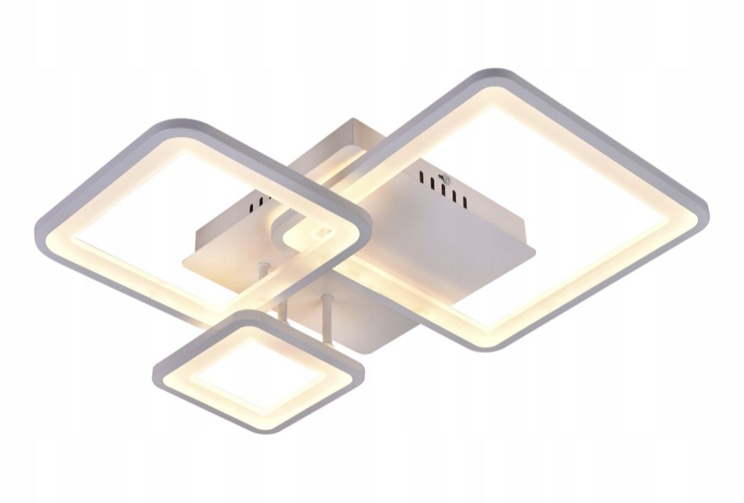 Lampa Sufitowa Biała Kwadratowa Plafon Żyrandol LED z Pilotem