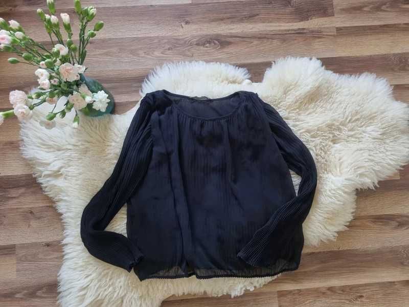 Zara Basic bluzka czarna elegancka plisowana 36 s