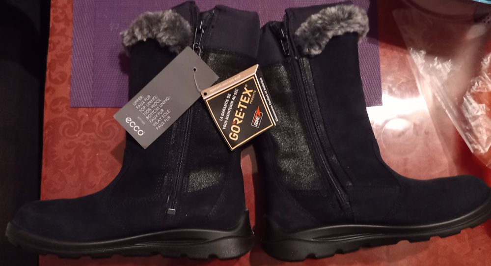 Nowe czarne kozaki dziewczece Gore-Tex ecco 30