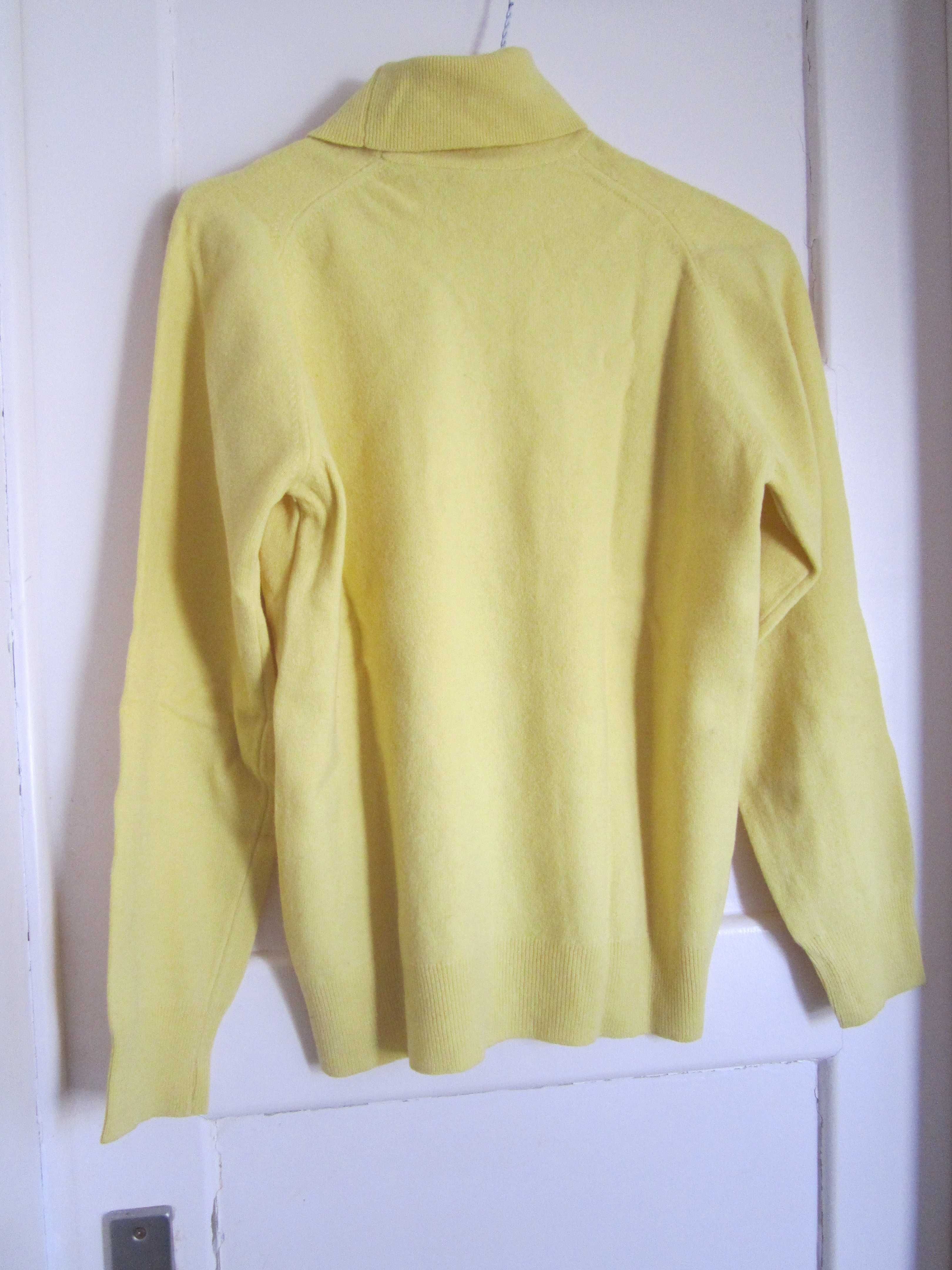 Camisola de Gola Alta Sidney Amarela 100% Lã unisexo