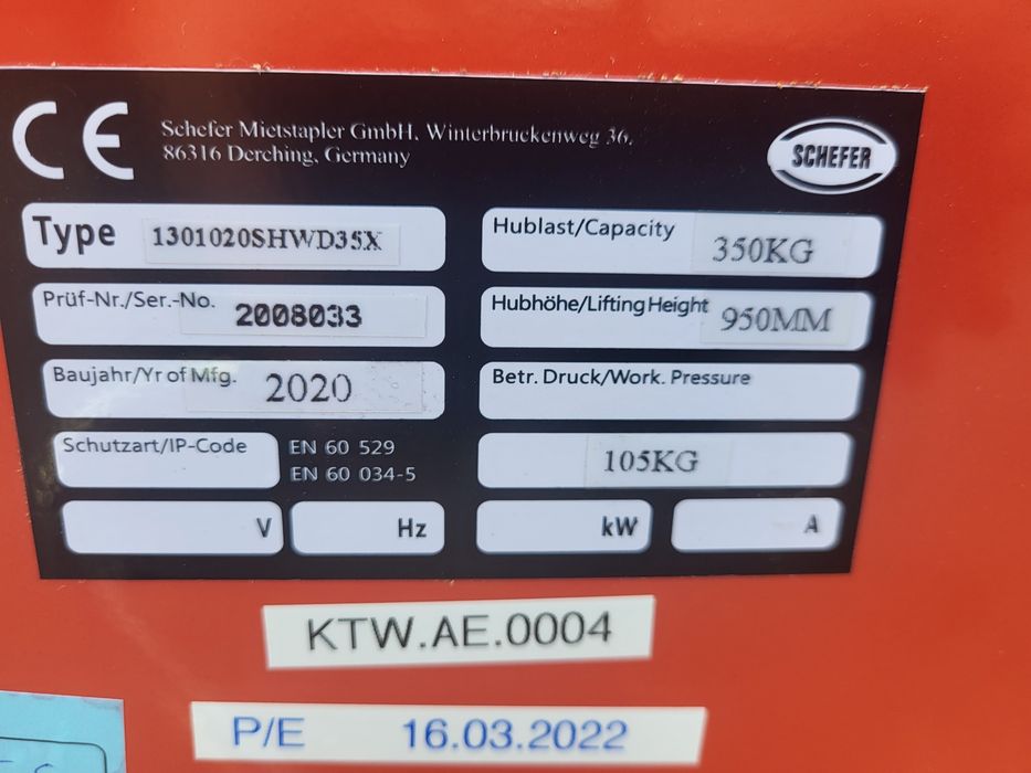 Stół podnośnikowy, podnośnik hudrauliczny Schefer SHWD35X