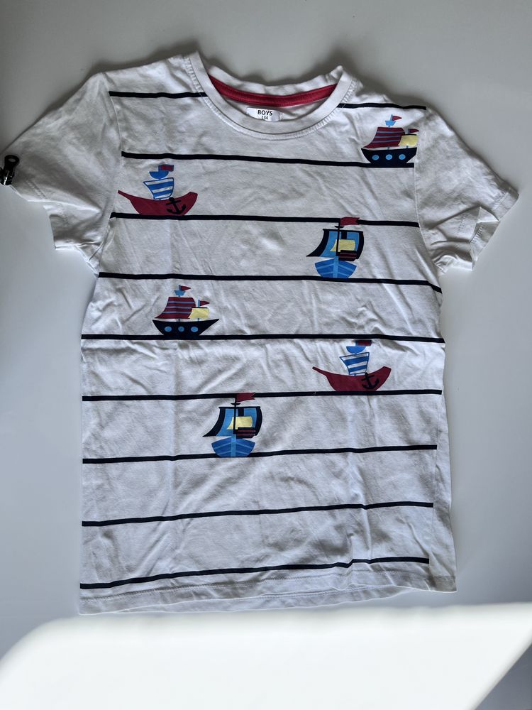 T-shirt r. 134 Pepco Marynarski styl Biała