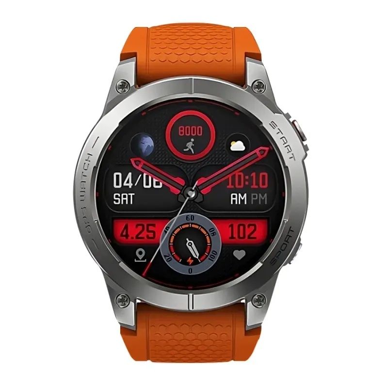 Zegarek Smartwatch Zeblaze Stratos 3 - obudowa srebna, pasek orange