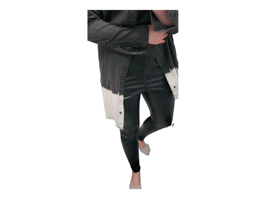 Czarne legginsy H&M skórzane