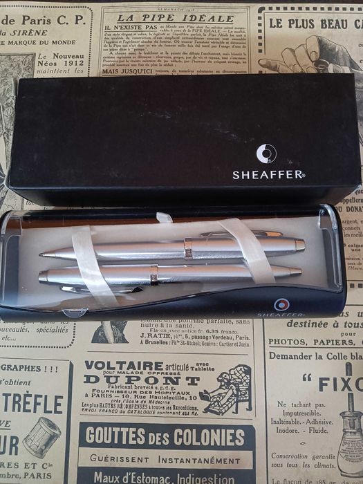 Conjunto caneta esferográfica e lapiseira da marca sheaffer inox