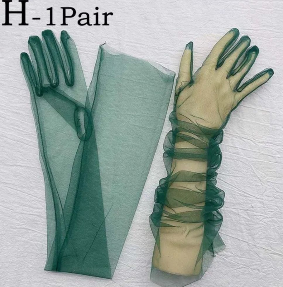 Rękawiczki zielone damskie eleganckie rozmiar XXS-M na studniówkę