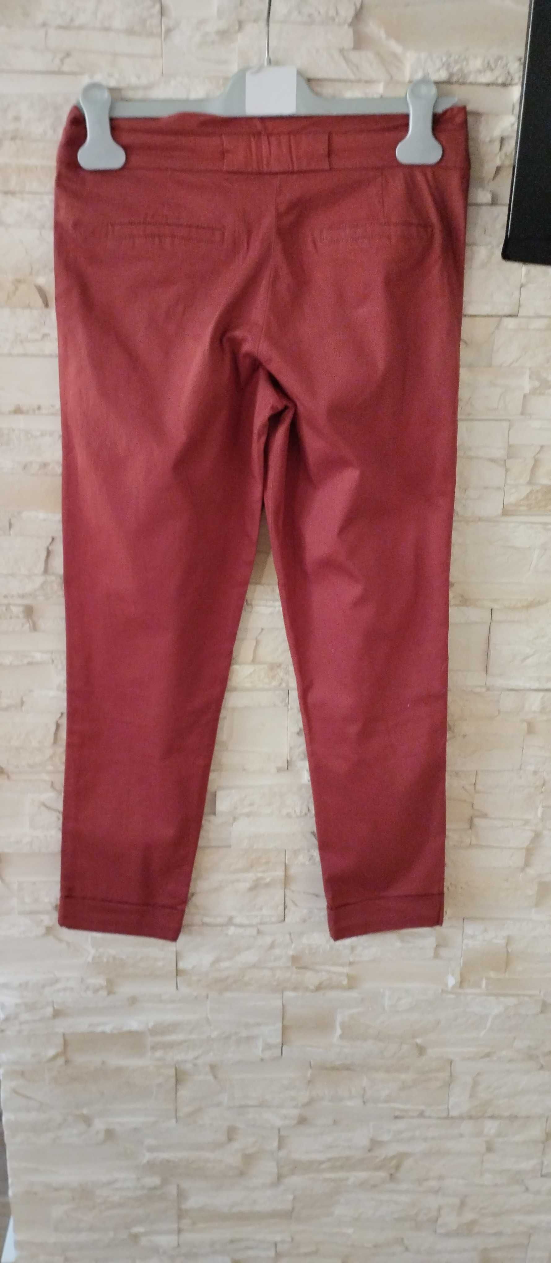 Spodnie cygaretki chinosy ceglaste damskie XS/34 Camaieu