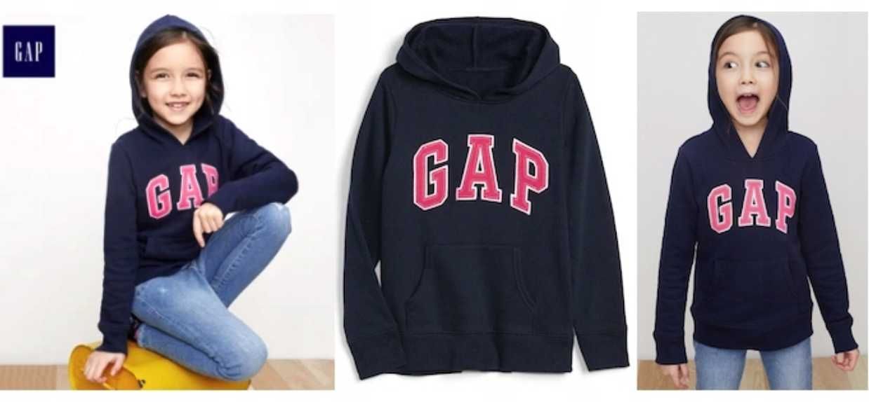 GAP nowa granatowa bluza kangurka z logo 10 11 lat 140 146