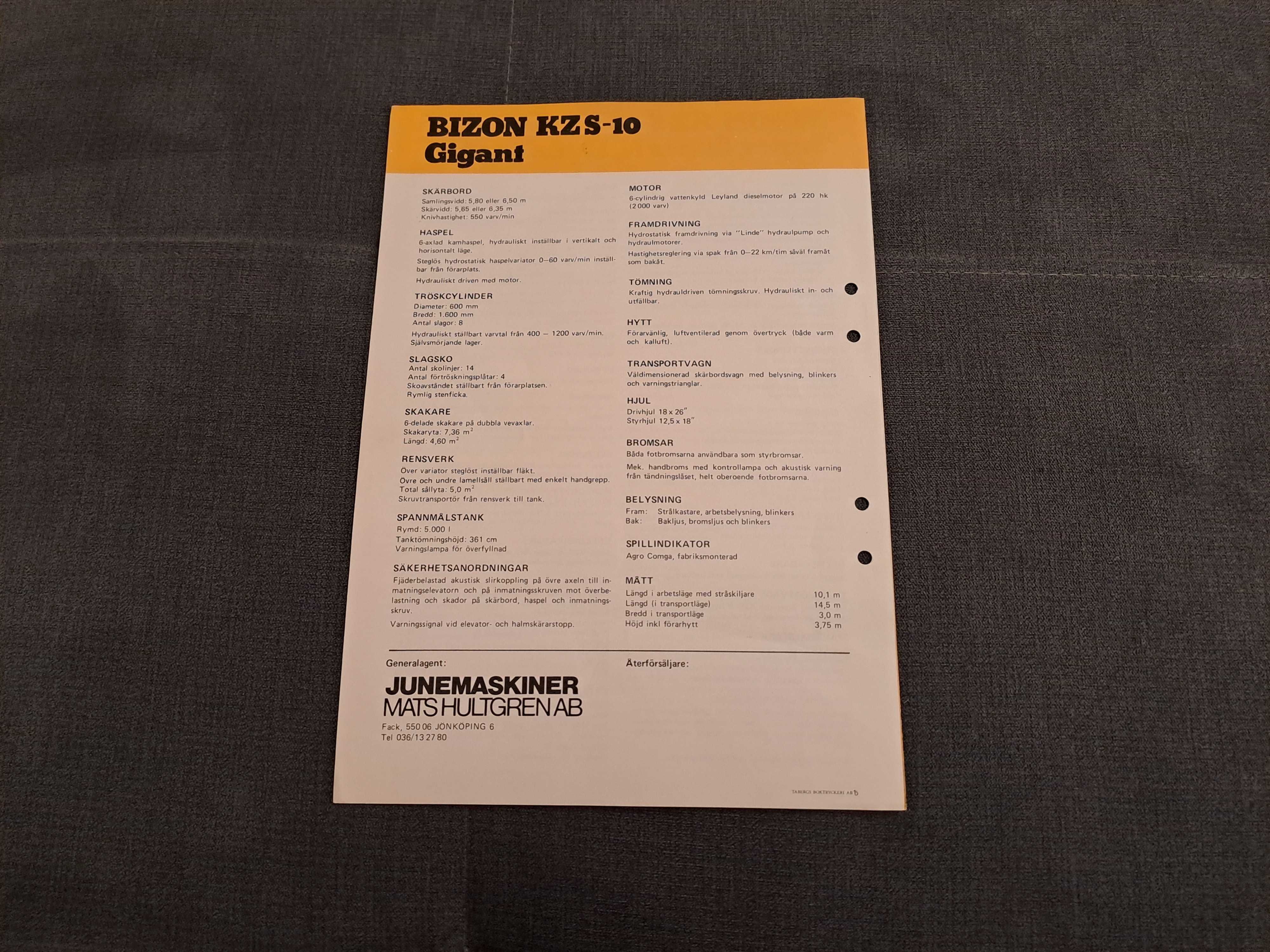 Prospekt kombajn BIZON KZS-3, KZS-5 Super, KZS-10 Gigant
