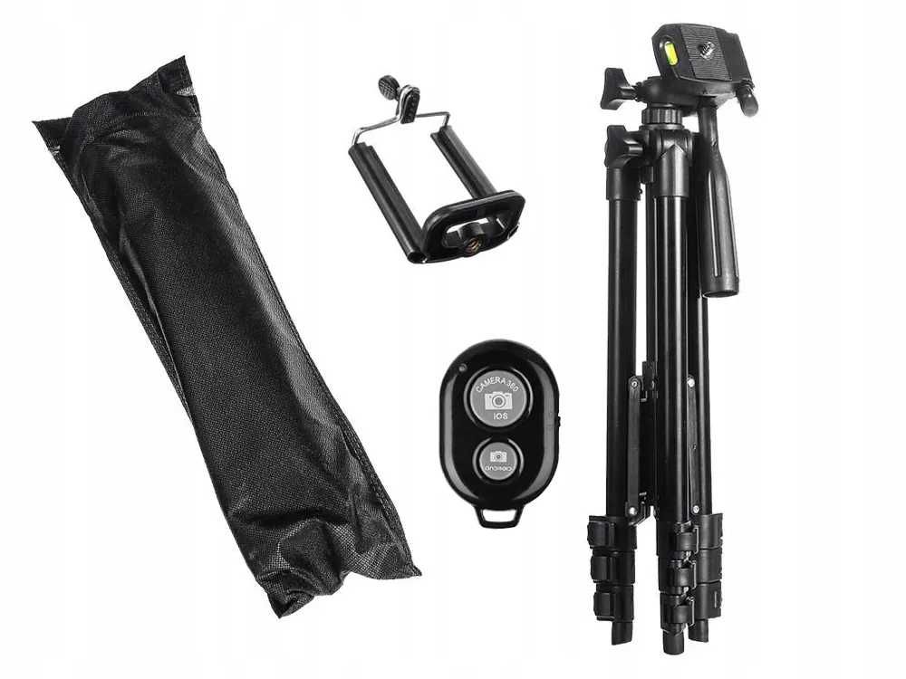 STATYW NA APARAT telefon stojak tripod 103cm uchwyt do zdjęć z pilotem