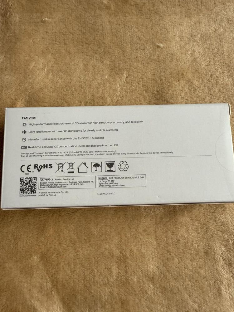 X-Sense Czujnik CO z pamięcią szczytową, czujnik tlenku węgla