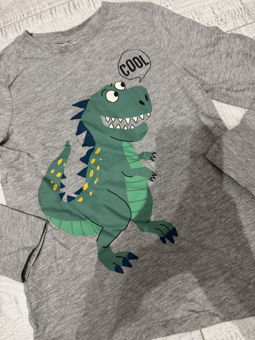 Szara bluzka z dinozaurem